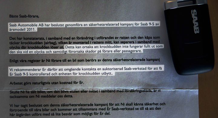 Saab recall 02