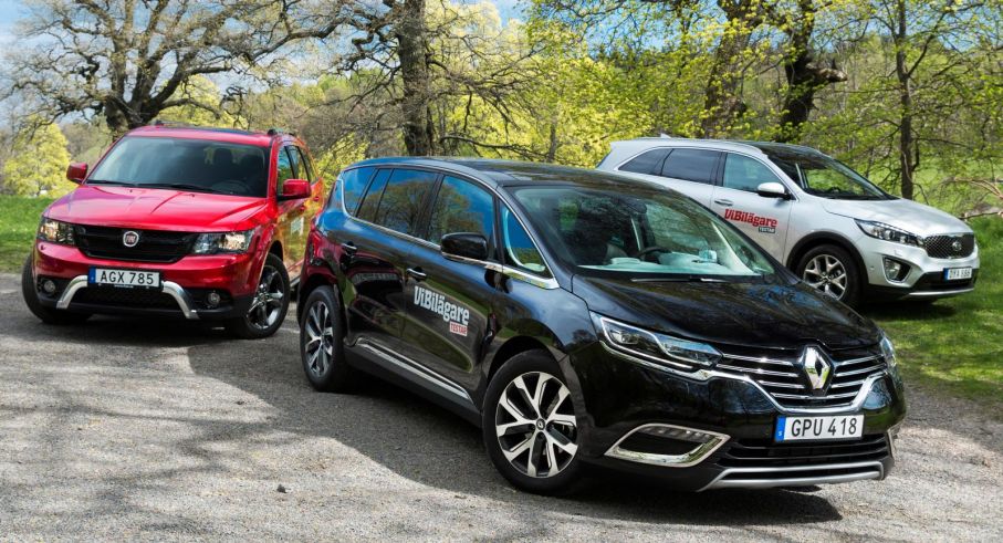 Vi har testat Fiat Freemont, Kia Sorento och Renault Espace.