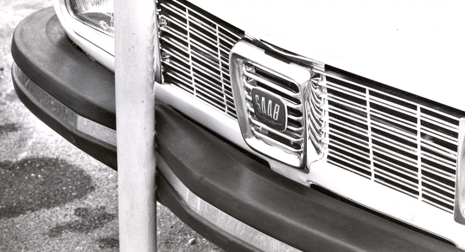 Saab 99 fick smak på stolpar i reklamen för 1972 års modell.
